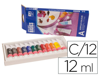 12 tubos 12ml. pintura acrílica Artist colores surtidos